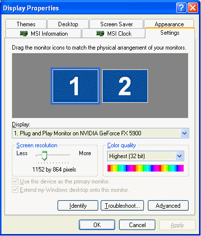 Configuring dual monitors